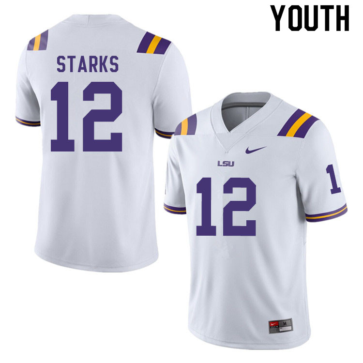 Youth #12 Donte Starks LSU Tigers College Football Jerseys Sale-White